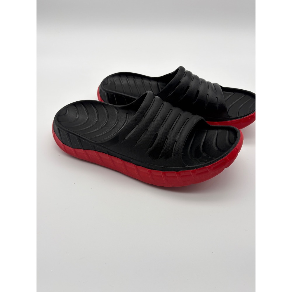 KUAILU Mens Sport Recovery Slides Black Red Sandals Size 13 US Comfort Slip On
